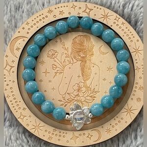 Lotus Flower Blue Jade Bracelet